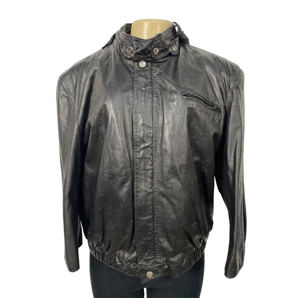 Vintage Berman's Men's Black Leather Jacket Size 44 - EUC